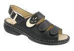 Finn Comfort Saloniki Sandal in Black/Jasmine Nappa/Okapi